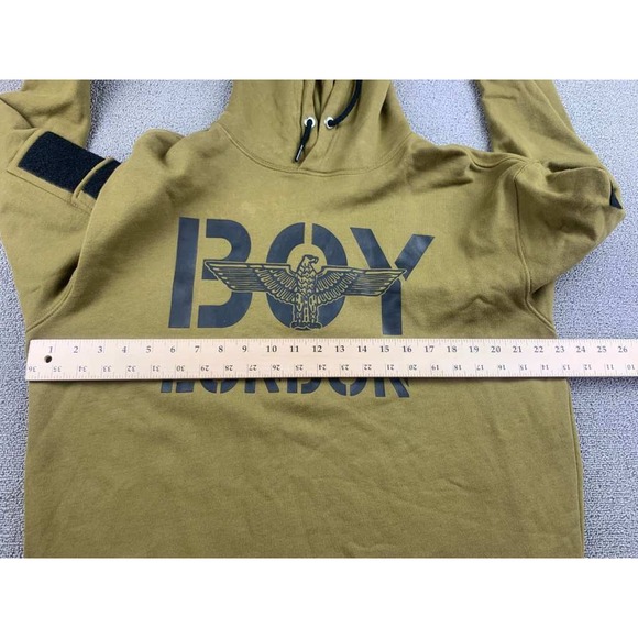 BOY LONDON Hoodie Men L Green Logo Eagle Graphic Army Shield Velcro Patch Sleeve - Picture 8 of 12